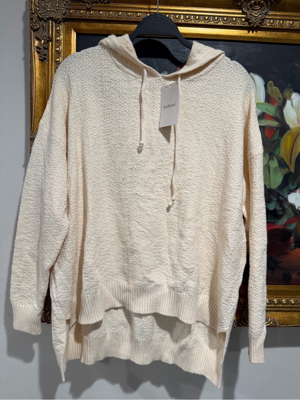 bohme Cream Textured Hooded Sweater